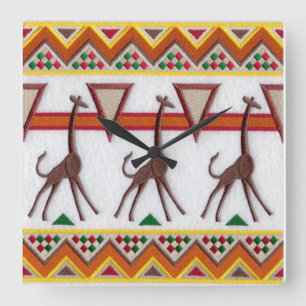 Giraffes in Africa Wall Clock Quadratische Wanduhr