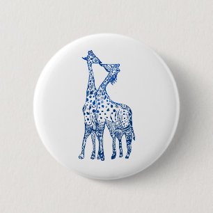 Giraffes Kiss Round Abzeichen Button
