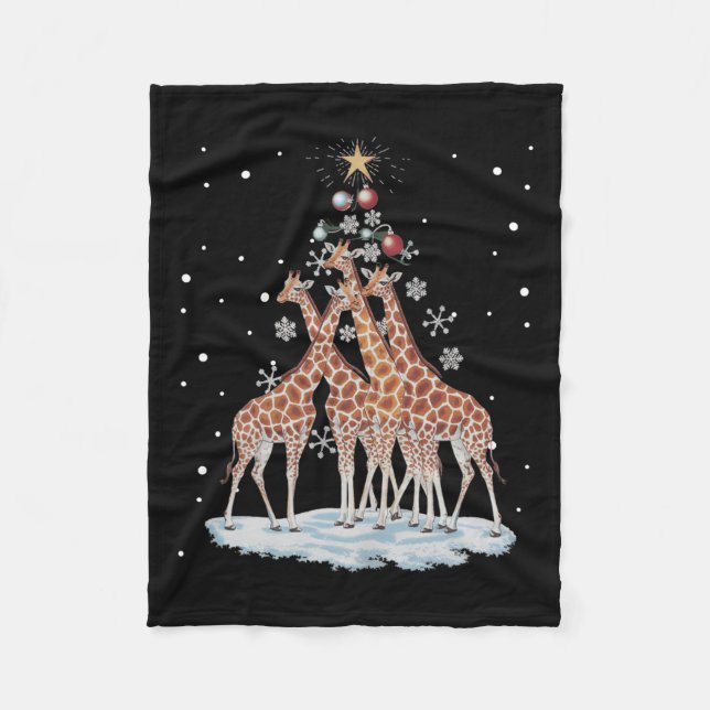 Giraffes Xmas Tree Giraffe Weihnachtsbaum Merry Ch Fleecedecke (Vorderseite)