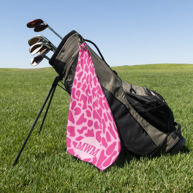 Giraffinerie Monogramm, Hautpink Golfhandtuch (Gras)