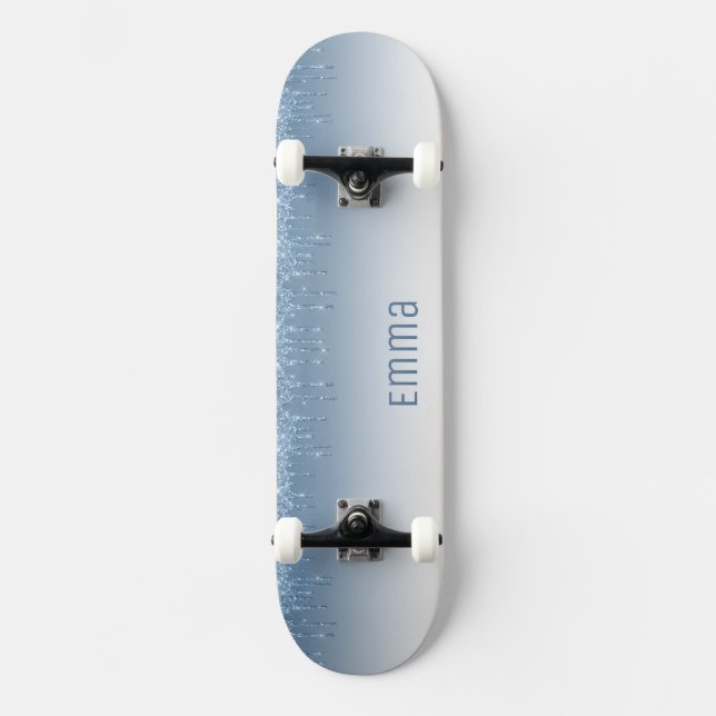 Giralblue Glitzer Skateboard mit Namen (Vorderseite)