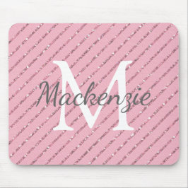Giralblush Pink Glitzer Streifen Monogramm Mousepad