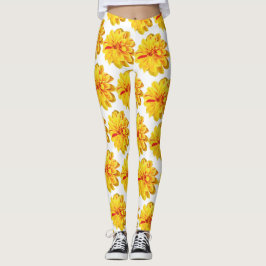 Giralgelbe Dahlien-Blume auf weißem Hintergrund Leggings