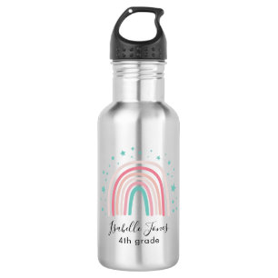 Giralpink Aqua Regenbogenskript personalisiert Sch Edelstahlflasche