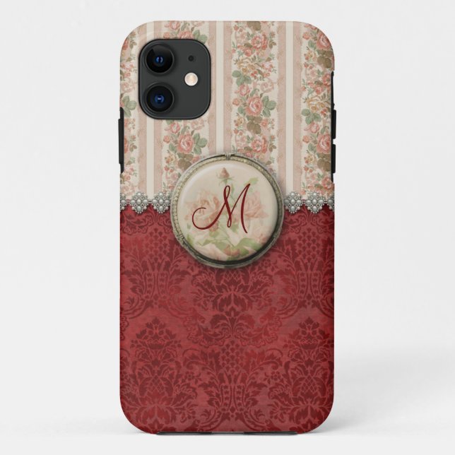 Giralred Damask und Rose Case-Mate iPhone Hülle (Rückseite)