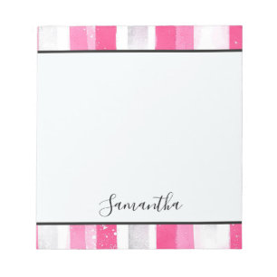 Giralrosa Abstrakte Streifen Notizblock