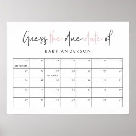 Giralrosa Babydusche Rosa moderne Typografie Poster