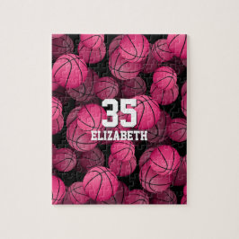 Giralrosa Basketballmuster personalisiert Puzzle