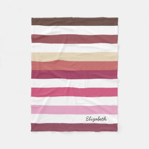 Giralrosa, breite horizontale Streifen mit Namen Fleecedecke