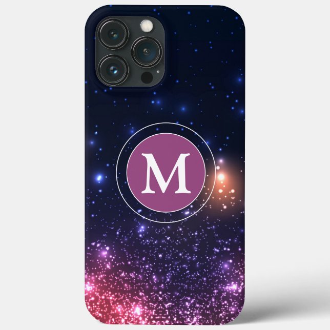 Giralrosa Glitzer Funkelnd Monogram Case-Mate iPhone Hülle (Rückseite)