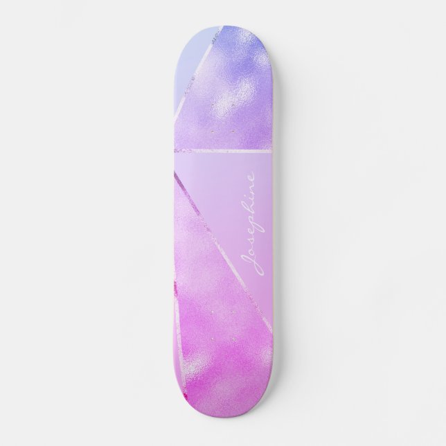 Giralrosa Glitzer Moderner Name personalisiert coo Skateboard (Vorderseite)
