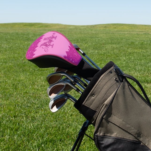 Giralrosa-Glitzer-Zackenzag, Monogramm Golf Headcover (In SItu)