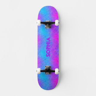 Giralrosa, lila, blaue Farben Personalisiert Name Skateboard
