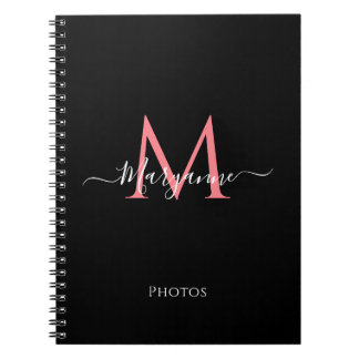 Giralrosa Personalisiertes Monogram Black-Notebook Notizblock