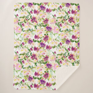 Giralrosa Pfirsich Lila Burgund Wasserfarben Sherpadecke