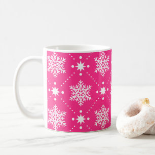 Giralrosa und weiße Schneeflocken Weihnachtsmuster Tasse
