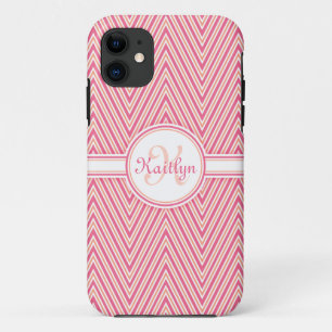 Giralrosa Zickzack mit Monogramm Case-Mate iPhone Hülle