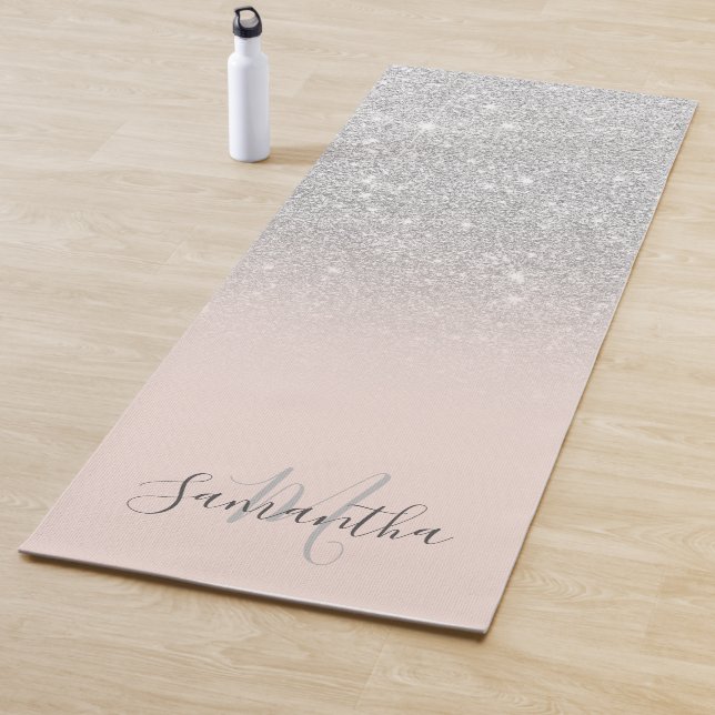 Giralsilber Glitzer ombre pink mit Monogramm Yogamatte (Beispiel)