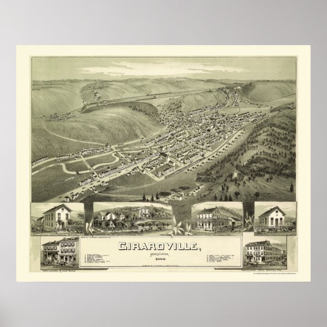 Girardville, PA Panoramic Map - 1889 Poster (Vorne)