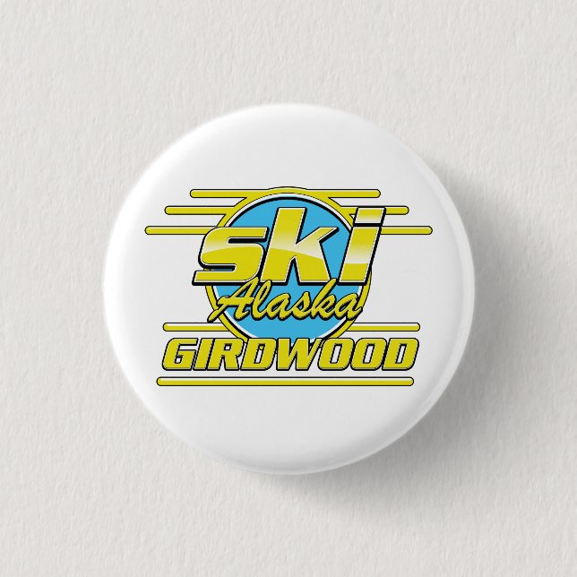 Girdwood Alaska 80er-SkigeLogo Button (Vorderseite)