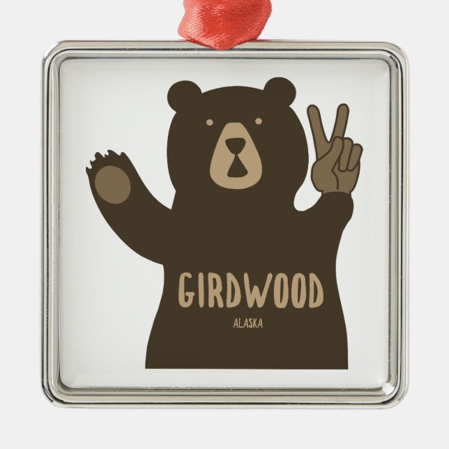 Girdwood Alaska Peace Bear Ornament Aus Metall (Vorne)