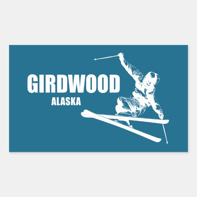 Girdwood Alaska Skier Rechteckiger Aufkleber (Vorderseite)