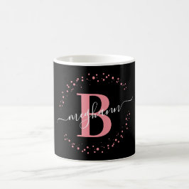 Girendy Pink Black Name Monogram Script Kaffeetasse