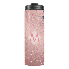 Giresters Ever ROSEGOLD Blue Pink Floral MONOGRAM Thermosbecher