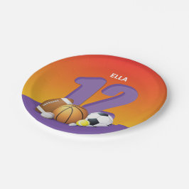 Girl 12. Geburtstag Sportbälle Pappteller