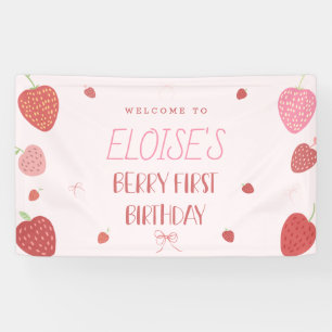 Girl 1. Strawberry Berry Erster Geburtstagsbanner Banner