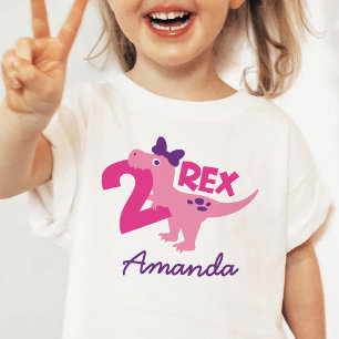 Girl 2. Geburtstag Baby Dinosaur Personalisiertes  T-shirt