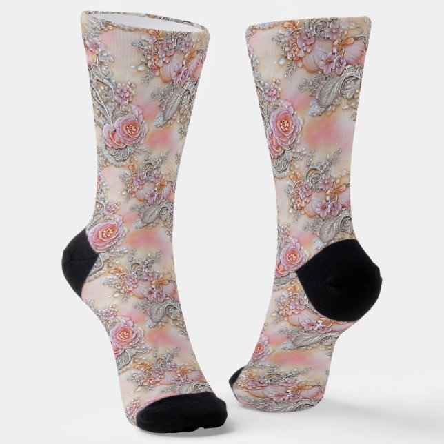Girl 3-D verzaubert Rosenmuster Socken (Gewinkelt)