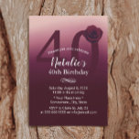 Girl 40. Geburtstag Party Elegant Burgundy Ombre Einladung<br><div class="desc">Elegante Burgundy Red Ombre Girl 40. Geburtstag Party Einladungen.</div>