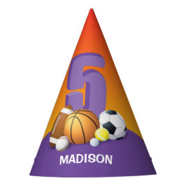 Girl 5th Birthday Sports Balls Partyhütchen