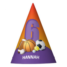 Girl 6. Geburtstag Sportbälle Partyhütchen