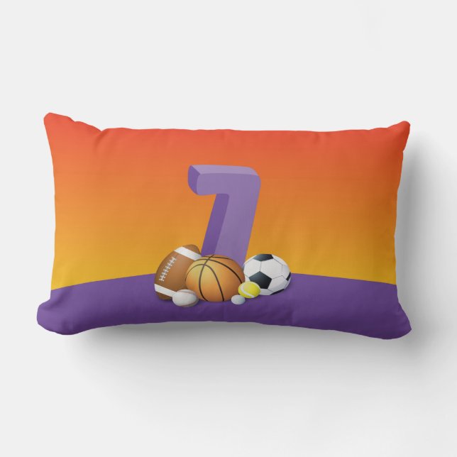 Girl 7. Geburtstag Sportbälle Lendenkissen (Vorderseite)