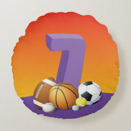 Girl 7. Geburtstag Sportbälle Rundes Kissen