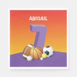 Girl 7. Geburtstag Sportbälle Serviette