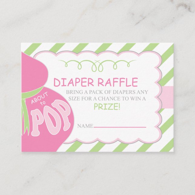 Girl About POP Diaper Raffle Ticket Begleitkarte (Vorderseite)
