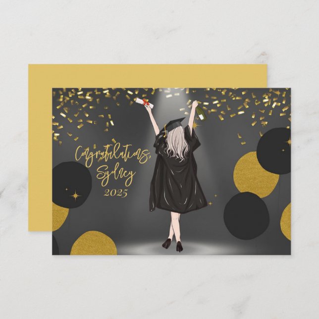 Girl Abschluss Glückwunsch (Vorne/Hinten)