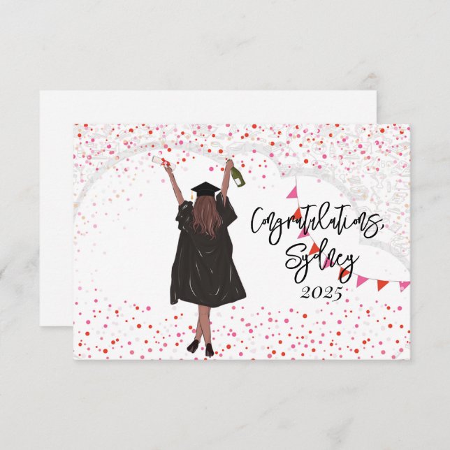 Girl Abschluss Glückwunsch (Vorne/Hinten)