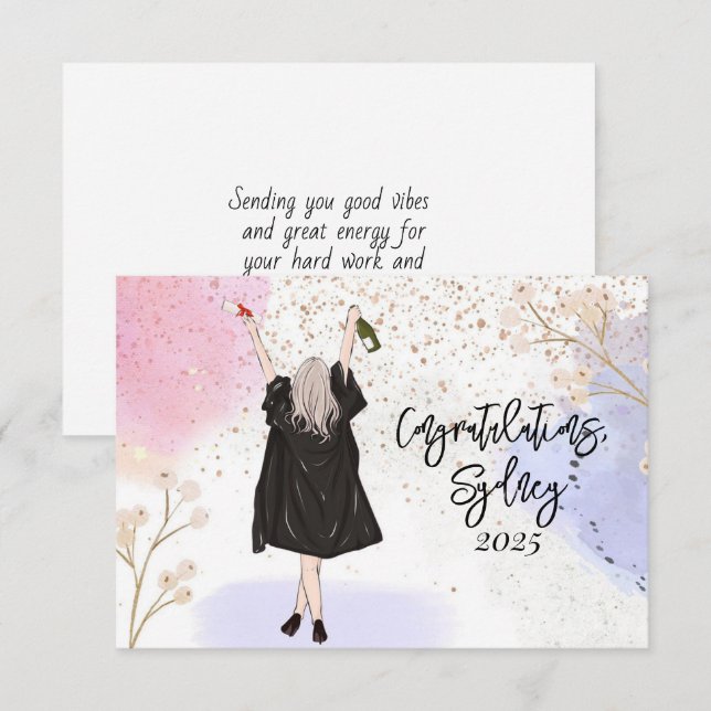 Girl Abschluss Glückwunsch (Vorne/Hinten)