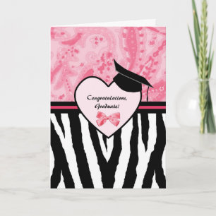 Girl Abschluss Gratulation Zebra Pattern Karte
