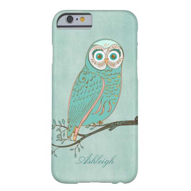 Girl-Abstrakt-Modernes Aquamarin-Grünes Owl Monogr Case-Mate iPhone Hülle (Rückseite)