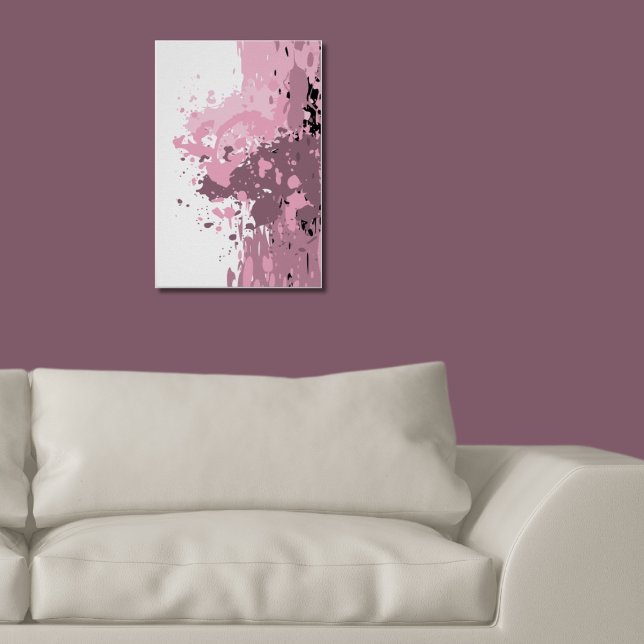 Girl-Abstrakter Rosa-Weiß-Spritzer Poster (Girly Abstract Pink And White Paint Splatter Poster Family Living Room)