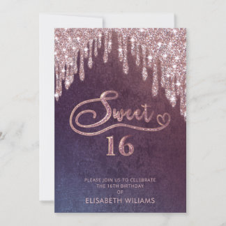 Girl-adorable Rose Gold glitterige Tropfen ombre i Einladung