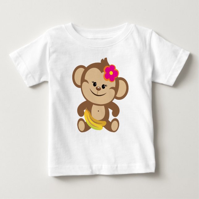 Girl-Affe mit Banane Baby T-shirt (Vorderseite)