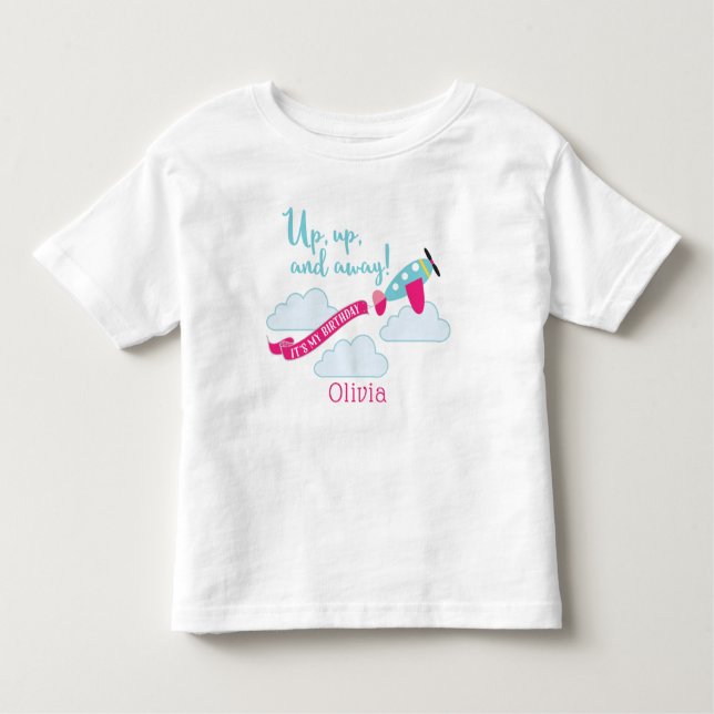 Girl Airplane Birthday Tshirt Personalisiert (Vorderseite)