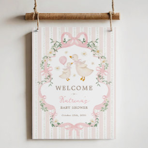 Girl Albern Goose Coquette Bow Baby Dusche Willkom Poster