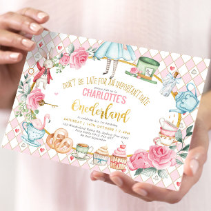 Girl Alice im Wunderland 1. Geburtstag Tee Party Einladung